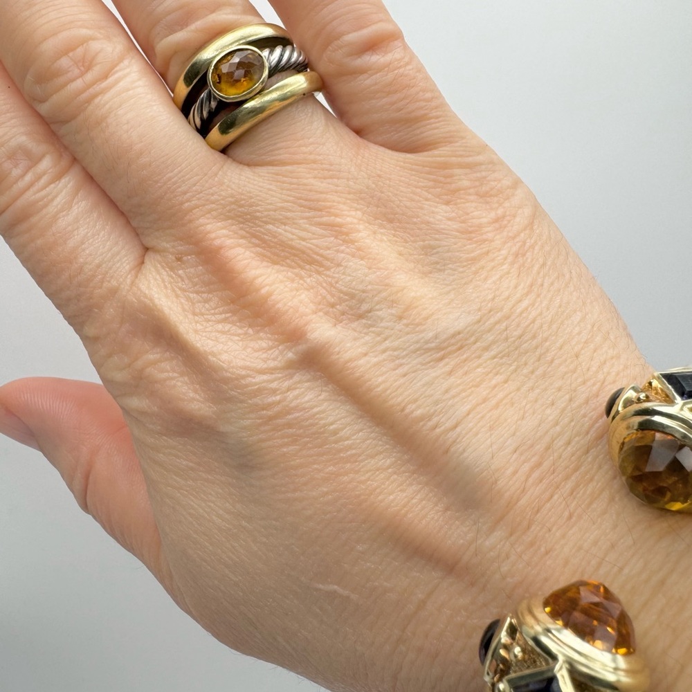 David Yurman Three Row Stack Ring With Citrine An… - image 5